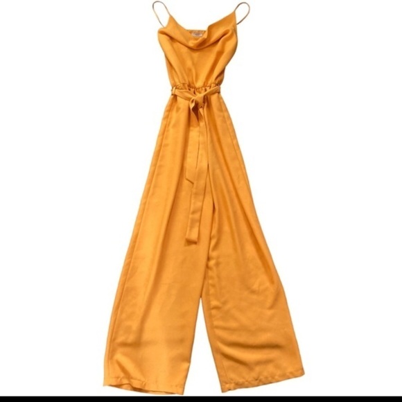 H2O Italia Tinomi Cowl Neck Wide Leg Jumpsuit with detachable Belt in Marigold - Picture 8 of 13